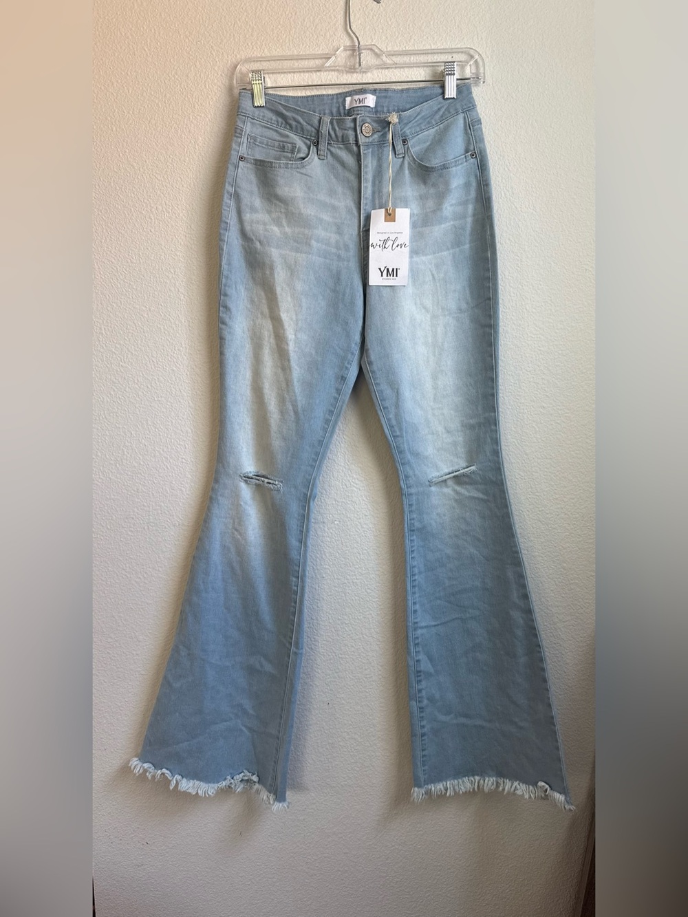 ✨ NWT YMI High-Rise Distressed Flare Jeans - Light Wash ✨ 7